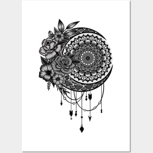 Flower moon mandala Posters and Art